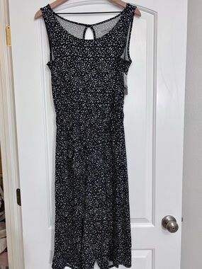 Torrid 1X Black White Jumpsuit NWT Wide Leg Cinch Waist Belt Soft Stretch 14 16
